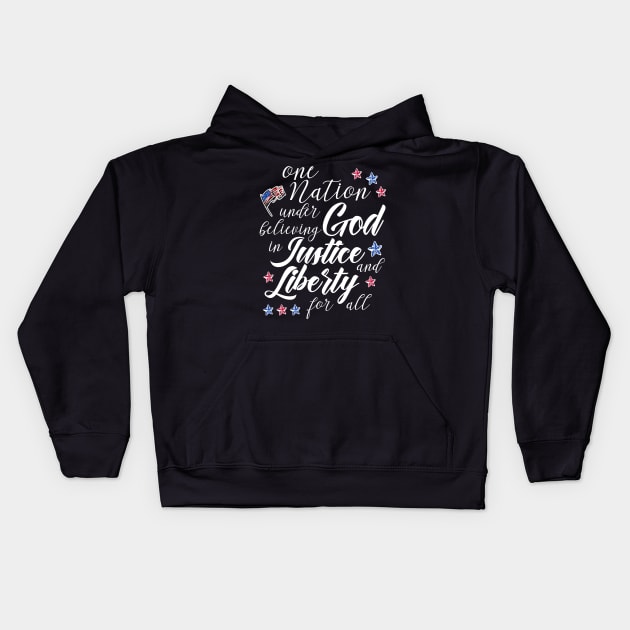 nation under believing god 4th of July outfit Kids Hoodie by jodotodesign